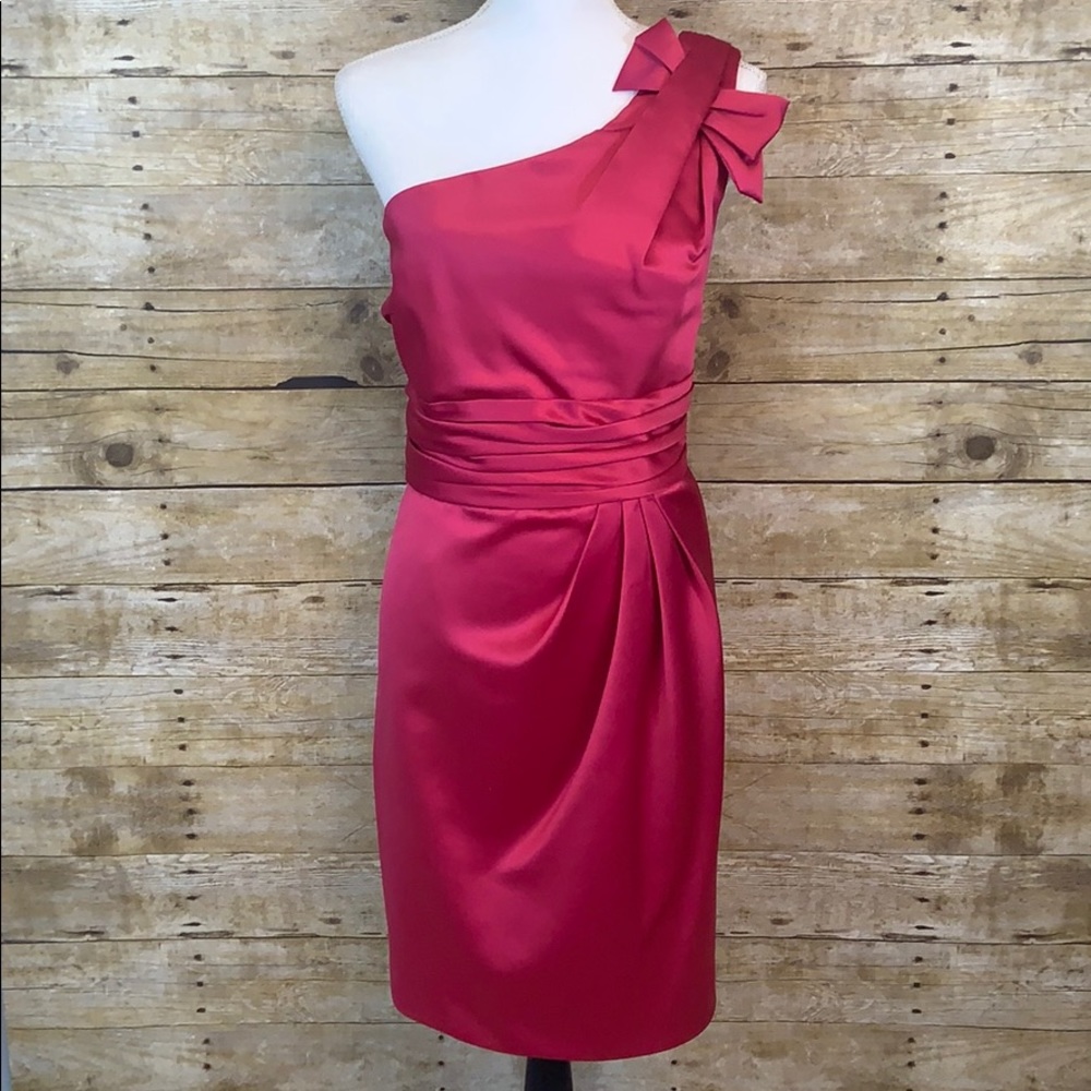 David’s Bridal Satin One Shoulder Dress Size 14